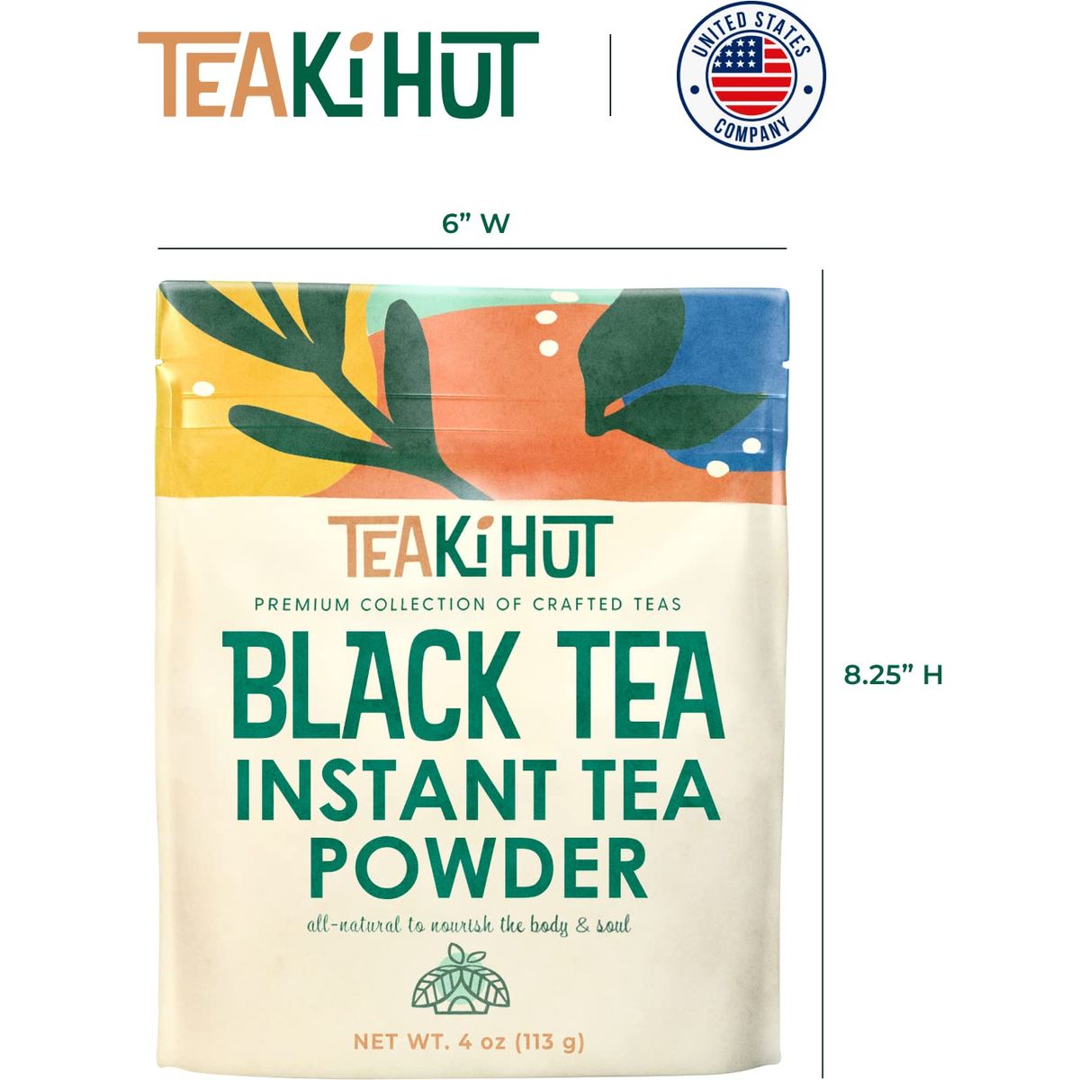 TEAki Hut Instant Black Tea Powder 4 oz Black Tea Powder Powdered Black Tea for Hot and Cold Beverages Refreshing Instant Tea Powder Unsweetened Tea Powder 113 Servings