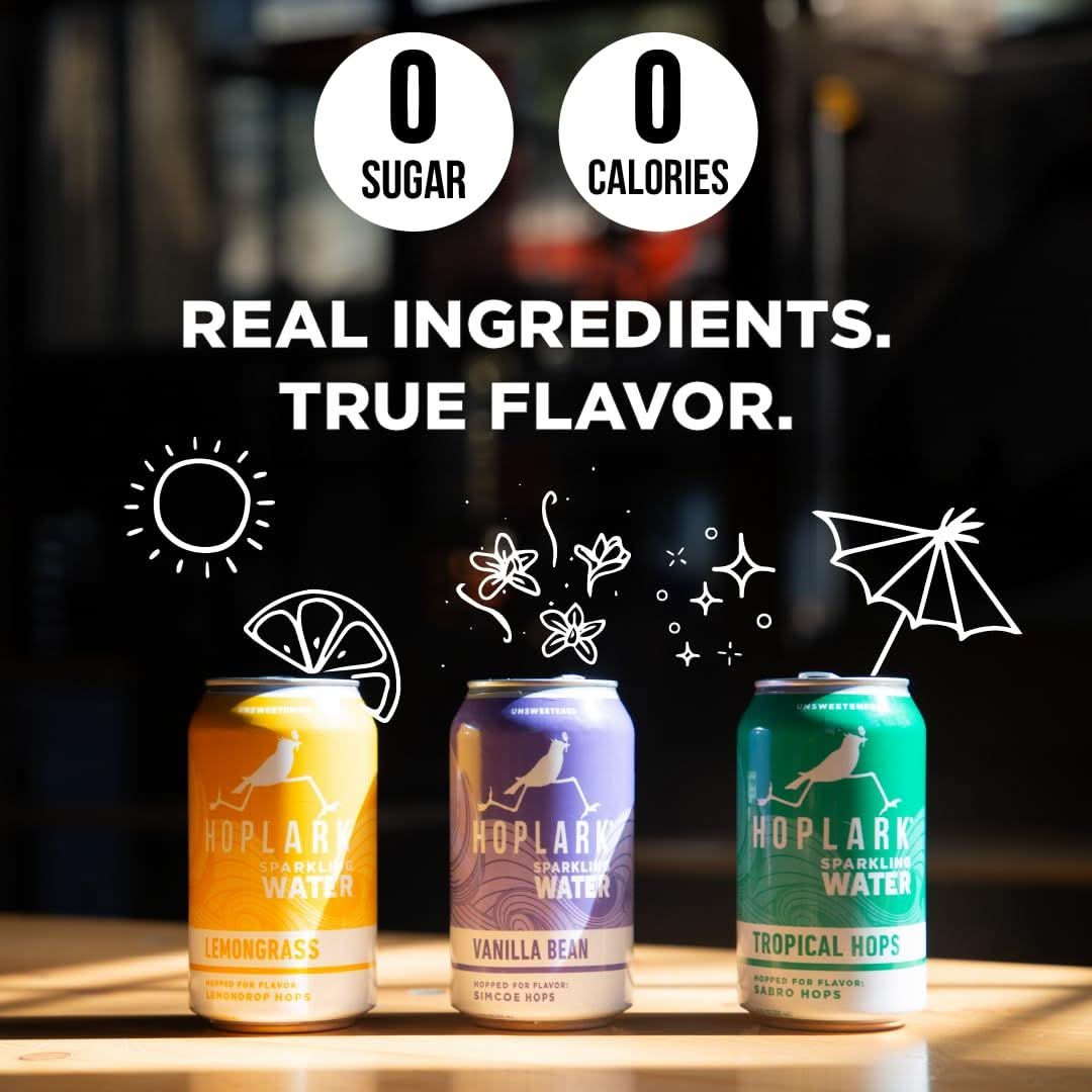 HOPLARK Fresh Flavors Sparkling Hop Water  Variety Pack  Flavor from Real Ingredients Only Zero Sugar Gluten Free Vegan 18 12oz Cans