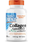 Doctor's Best Collagen Types 1 and 3 with Peptan, Non-GMO, Gluten Free, Soy Free, Supports Hair, Skin, Nails, Tendons and Bones, 1000 mg, 180 Tablets