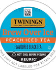 Twinings Brew Over Ice Unsweetened Peach Flavoured Black Iced Tea KCup Pods for Keurig Caffeinated 12 Count