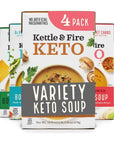 Kettle and Fire Keto Soup Variety Pack, Keto, Paleo Friendly, Gluten Free, High in Protein and Collagen, 4 Pack