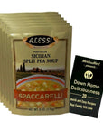 Alessi Authentic Italian Dry Soup Mix  Sicilian Split Pea Spaccarelli 6 Ounces  6 Count  Plus Recipe Booklet Bundle