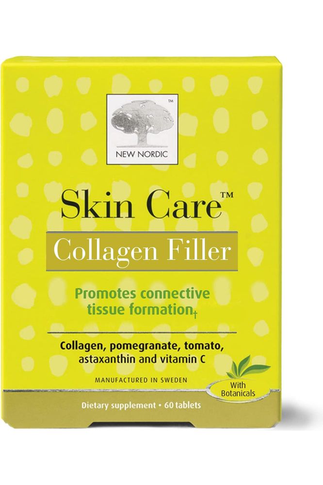 NEW NORDIC Skin Care | Collagen Filler Tablets | Marine Collagen with Vitamin C Supplement for Healthy Looking, Smoother, Plump Skin | 60 Count (Pack of 1)