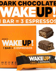 WAKE UP Caffeinated Chocolate Protein Bars Gluten Free Vegan 350mg of Caffeine Energy Kosher to help Boost Focus and Clarity 1 Bar  3 Espressos 6 Pack