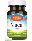 Carlson - Niacin, 50 mg, Supports Cholesterol Metabolism, Energy Production, Heart Health, Nerve Function, 100 Tablets