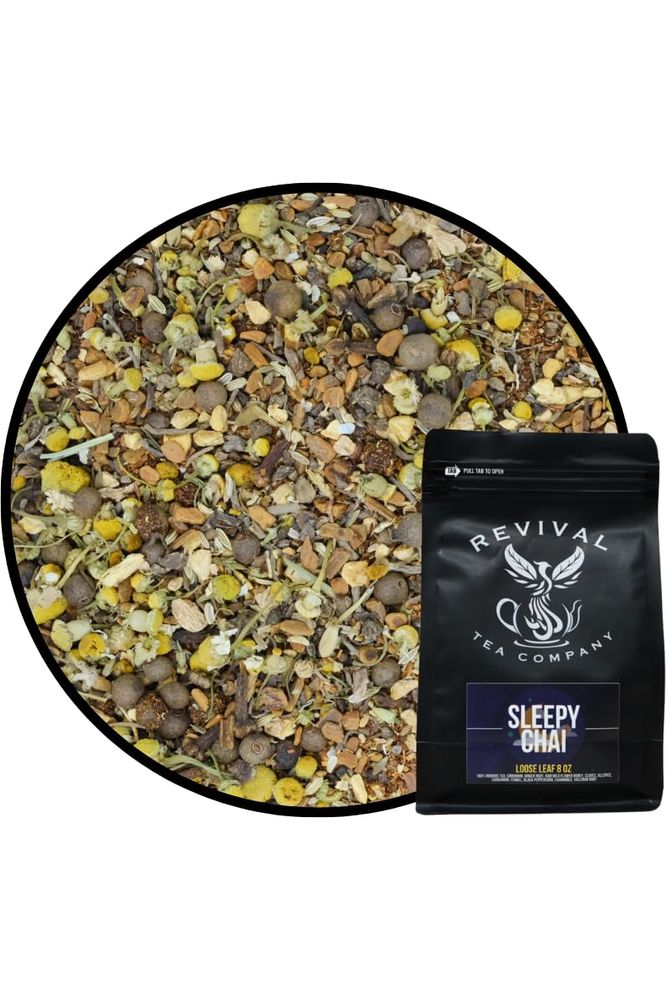 Revival Tea Company Sleepy Chai Tea  Rooibos Chai Tea Red Tea Blend with Valerian Root and Fresh Spiced Chai Flavor  Caffeine Free  24 Tea Bags