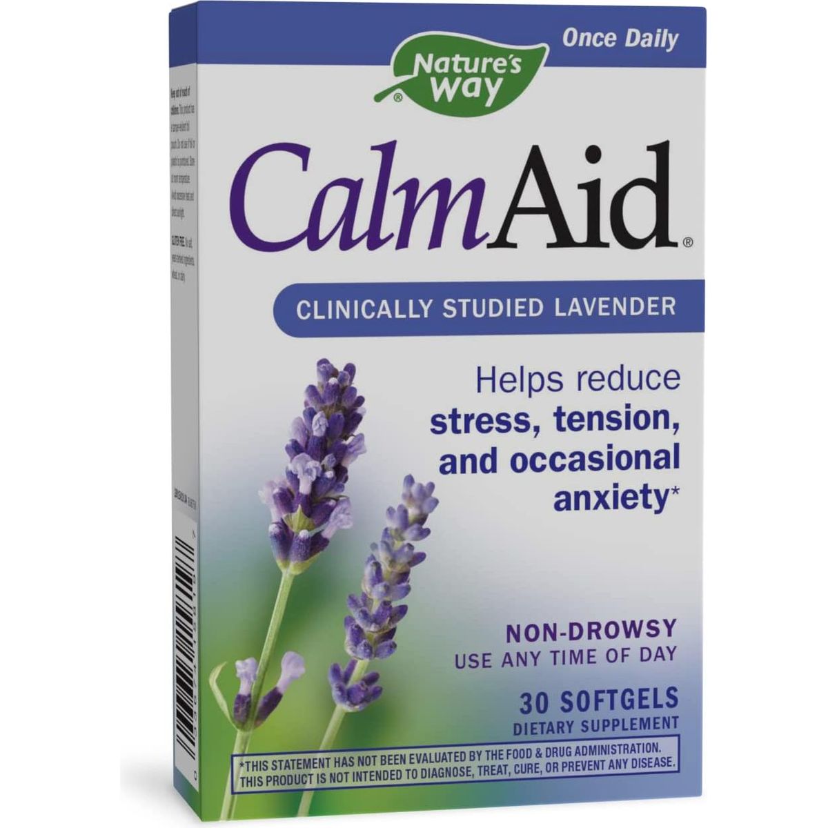 Nature&#39;s Way CalmAid Softgels with Silexan Lavender Oil, Helps Reduce Tension and Stress*, Non Drowsy, 30 Softgels