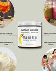 Vanilla Bean Paste - Native Vanilla - All Natural Pure Vanilla Bean Paste - Made with Organic Agave Syrup - For Cooking, Baking & Desserts - 100% Vegan & Kosher - Non-GMO & Gluten-Free - 4 oz