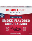 Bumble Bee Smoke Flavored Red Coho Salmon Fillets in Oil 375 oz Pack of 1  19g Protein  Skinless Boneless  Great for Snacks  Recipes  Gluten Free