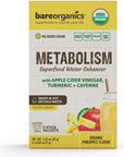 BareOrganics OnTheGo Metabolism Superfood Water Enhancer Organic Water Enhancer Lemon Flavored Water Set of 5 Packets