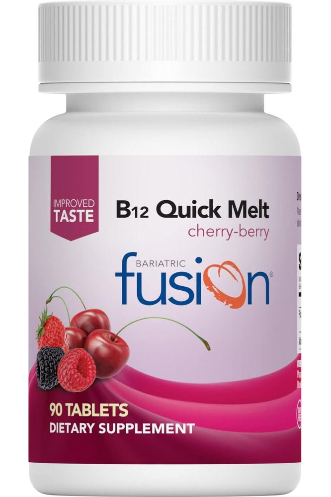 Bariatric Fusion Vitamin B12 Quick Melt | Cherry Berry Flavored Tablets | Dissolves On Your Tongue | Post Bariatric Surgery Patients | Gluten, Dairy &amp; Soy Free | 90 Count