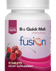 Bariatric Fusion Vitamin B12 Quick Melt | Cherry Berry Flavored Tablets | Dissolves On Your Tongue | Post Bariatric Surgery Patients | Gluten, Dairy & Soy Free | 90 Count