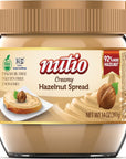 Nutio Creamy Hazelnut Spread  92 More Hazelnut 37 Less Added Sugar Palm Oil Free Gluten Free NonGMO Cocoa Free Peanut Free  14 oz Glass Jar