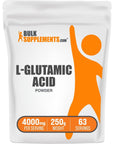 BULKSUPPLEMENTS.COM L-Glutamic Acid Powder - Amino Acids Supplement for Brain Health - Gluten Free - 4000mg (4g) per Serving, 63 Servings (250 Grams - 8.8 oz)