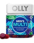 OLLY Men's Multivitamin Gummy, Overall Health and Immune Support, Vitamins A, C, D, E, B, Lycopene, Zinc, Adult Chewable Vitamin, Blackberry, 45 Day Supply - 90 Count