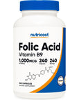 Nutricost Folic Acid (Vitamin B9) 1000 mcg, 240 Capsules