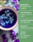 HANDPICK Butterfly Pea Flower Tea 100 Herbal Tea Bags Blue Tea  Caffeine Free Non GMO  Premium Dried Butterfly Pea Flowers For Blue  Purple Drinks Food Coloring  Iced Teas Coolers Cocktails