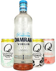 Damrak Virgin Zero Proof Cocktail Kit  Non Alcoholic CitrusForward Spirit 700 ml 3 Q Mixer Cans