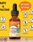 Kiddivit Baby Lactoferrin Liquid Drops - 60 Daily Servings, 2 Fl Oz (60 mL) - Inulin Fortified (Prebiotic, Dietary Fiber) - Sugar Free, Gluten Free, Vegetarian Friendly