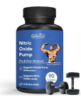 Kaitamin Nitric Oxide Supplement Pre Workout Supplement for Men | Muscle Growth | Arginine Glutamine & Ornithine - 90 Vegan, Non-GMO Pills Supporting Male Health