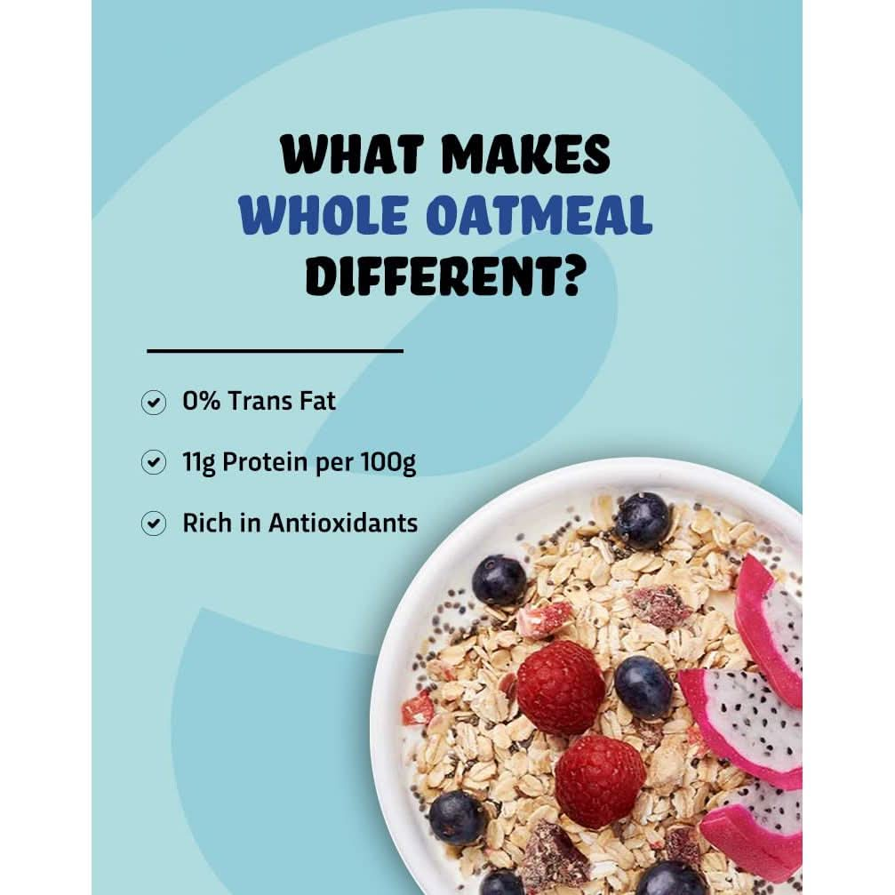 True Elements Whole Oatmeal 1kg  With Chia and Real Fruits Cereal for Breakfast  Diet Food for Weight Loss