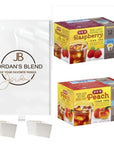 Jordans Blend Iced Tea K Cup Bundle of Raspberry K Cups 12 Ct and Peach Iced Tea K Cups 12 Ct Total of 24 with 2 HotCold Cup Sleeves