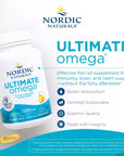 Nordic Naturals Ultimate Omega, Lemon Flavor - 60 Soft Gels - 1280 mg Omega-3 - High-Potency Omega-3 Fish Oil Supplement with EPA & DHA - Promotes Brain & Heart Health - Non-GMO - 30 Servings