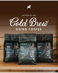 Lucky Goat Cold Brew Coffee  Goat Tracks  Chocolate  Caramel Flavored  Medium Body Roast  Sweet  Specialty Grade 100 Arabica  Course Ground Coffee Grinds  Sugar Free Gluten Free Keto 12oz