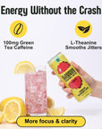 Betweener Sparkling Energy Sparkling Water wReal Juice  100mg Caffeine Light  Refreshing LTheanine for Focus Vitamins BC  Low Sugar  45 Cals  Raspberry Lemon 12 Pack