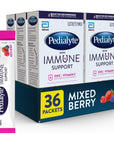 Pedialyte with Immune Support, 36 count, Electrolytes with Vitamin C and Zinc, Advanced Hydration with PreActiv Prebiotics, Mixed Berry, Electrolyte Drink Powder Packets