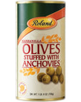 Roland Foods Manzanilla Olives Stuffed with Anchovies 1 Pound 9 Ounce Can Pack of 2