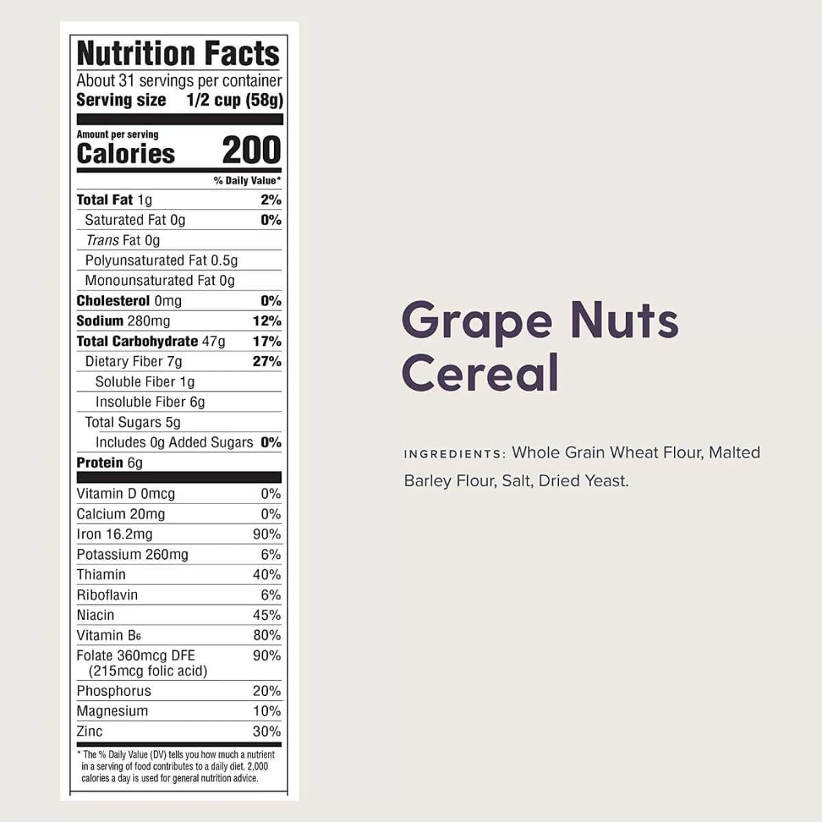 Post GrapeNuts The Original NonGMO Cereal 205 oz Box  Pack of 2 41 oz in total