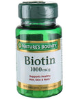 Nature's Bounty Biotin, Vitamin Supplement, Supports Metabolism for Cellular Energy and Healthy Hair, Skin, and Nails, 1000 mcg, 100 Tablets