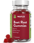 Waylo Sugar Free Chewable Beet Root Gummy - Nitric Oxide Supplement Beetroot - Sugar Free Energy Supplements Made in USA (60ct)