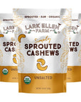 Lark Ellen Farm Whole Cashews Unsalted Raw Sprouted Nuts Certified USDA Organic GlutenFree Vegan Snacks 10 oz 3 pack