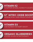 Purity Products Artery Pill Core from MK-7 Vitamin K2, Plant-Based S7 Nitric Oxide Booster, Vitamin D3, Organic Blueberries - Promotes Arterial Health & Cardiovascular Function - 30 Count