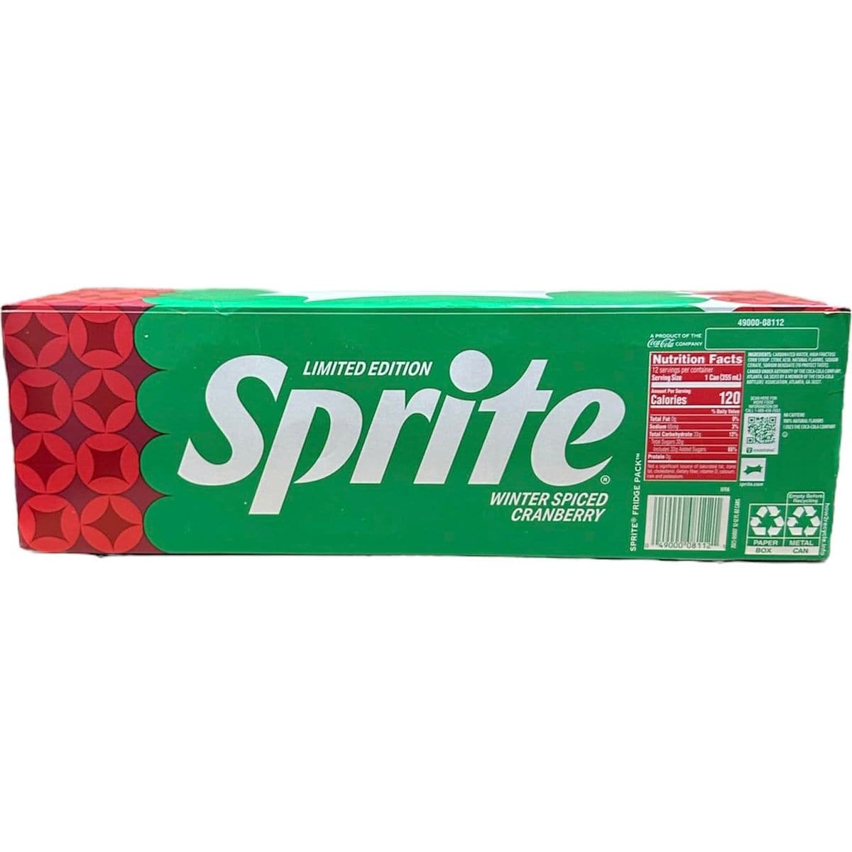 Winter Spiced Cranberry Sprite  Munchie Box Stash Regular Pack of 12 12 Oz Cans