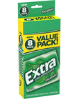 EXTRA Chewing Gum Spearmint Sugar Free Chewing Gum 8 ct box pack of 6 total 48 count