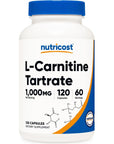 Nutricost L-Carnitine Tartrate 1000mg, 120 Capsules - 500mg Per Capsule (60 Servings)