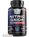 Extra Strength Nitric Oxide Supplement L Arginine 3X Strength - Citrulline Malate, AAKG, Beta Alanine - Premium Muscle Supporting Nitric Oxide Booster for Strength & Energy Supplements - 60 Capsules