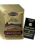 Alessi Authentic Italian Dry Soup Mix  Sicilian Lentil Lenticchie 6 Ounces  6 Count  Plus Recipe Booklet Bundle