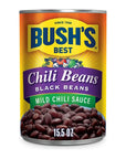 BUSHS BEST 155 oz Canned Black Chili BeansMild Source of Plant Based Protein and Fiber Low Fat Gluten Free Pack of 12