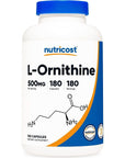 Nutricost L-Ornithine 500mg - 180 Capsules - Non-GMO and Gluten Free