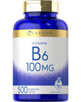 Carlyle Vitamin B6 100mg | 500 Tablets | Vegetarian, Non-GMO, Gluten Free