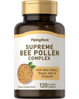 Piping Rock Bee Pollen Complex | 120 Coated Caplets | with Bee Propolis & Royal Jelly | Non-GMO, Gluten Free Supplement