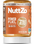 Natural Power Fuel Smooth Nut Butter by NuttZo | 7 Nuts & Seeds Blend, Paleo, Non-GMO, Gluten-Free, Vegan, Kosher | Peanut-Free, 1g Sugar, 6g Protein | 12oz Jar