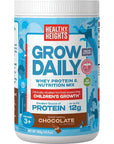 Grow Daily 3+ Shake Mix 7-serving Canister by Healthy Heights - Protein Powder (Chocolate) - Developed by Pediatricians - High in Protein Nutritional Shake - Contains Key Vitamins & Minerals