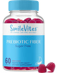 SmileVites Fiber Gummies Prebiotics Digestive Health - Gluten Free, Gelatin Free, Nut Free, Vegan Friendly, GMO Free, Kosher, Keto- Great Tasting Natural Berry Flavor Gummies - 60 Count