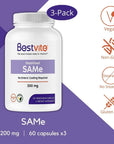 BESTVITE SAM-e 200mg Stabilized 180 Vegetarian Capsules 3-Pack