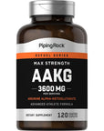 Piping Rock AAKG Supplement | 120 Caplets | 3600 mg | Arginine Alpha-Ketoglutarate Supplement | Nitric Oxide Enhancer | Max Strength | Vegetarian, Non-GMO, Gluten Free